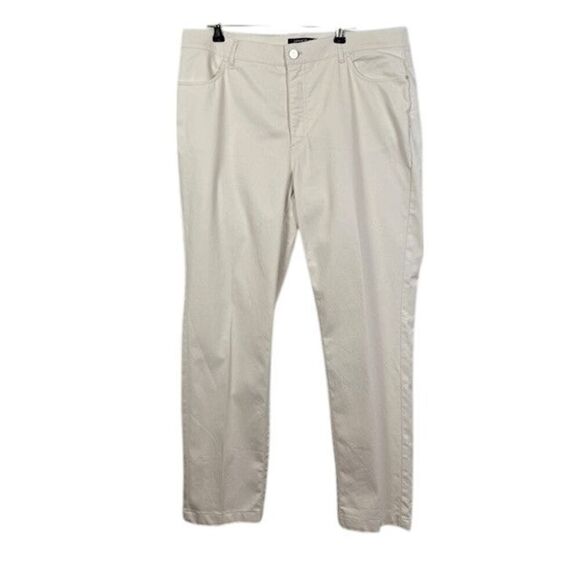 Lafayette 148 Thompson Straight Leg Pants Cream Ivory 4 pocket stretchy size 12 - Picture 1 of 10